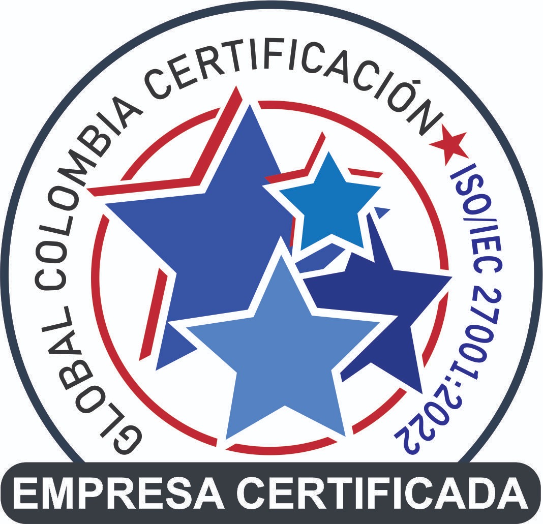 Sello de certificación ISO/IEC 27001:2022 - Global Colombia Certificación - Empresa certificada